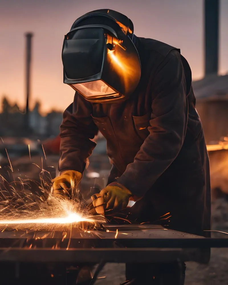 Proceso de soldadura TIG/MIG de perfiles de aluminio bajo atmósfera de gas Argón en la planta industrial de DIDEIN.